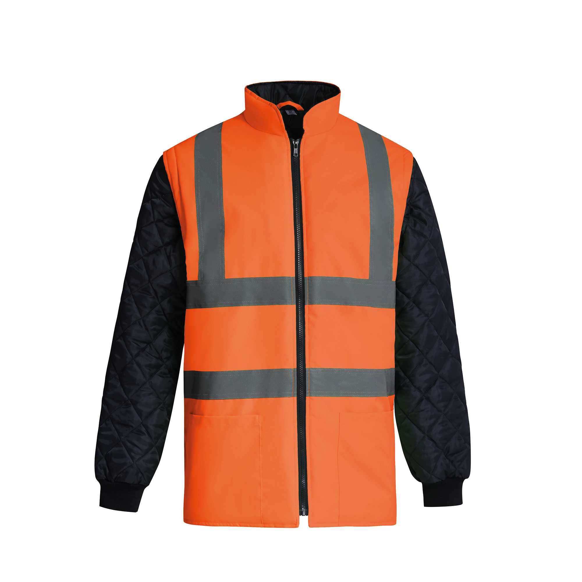 Chaqueta Alta Visibilidad acolchada mangas extraíbles Hi Vis Orange / Navy