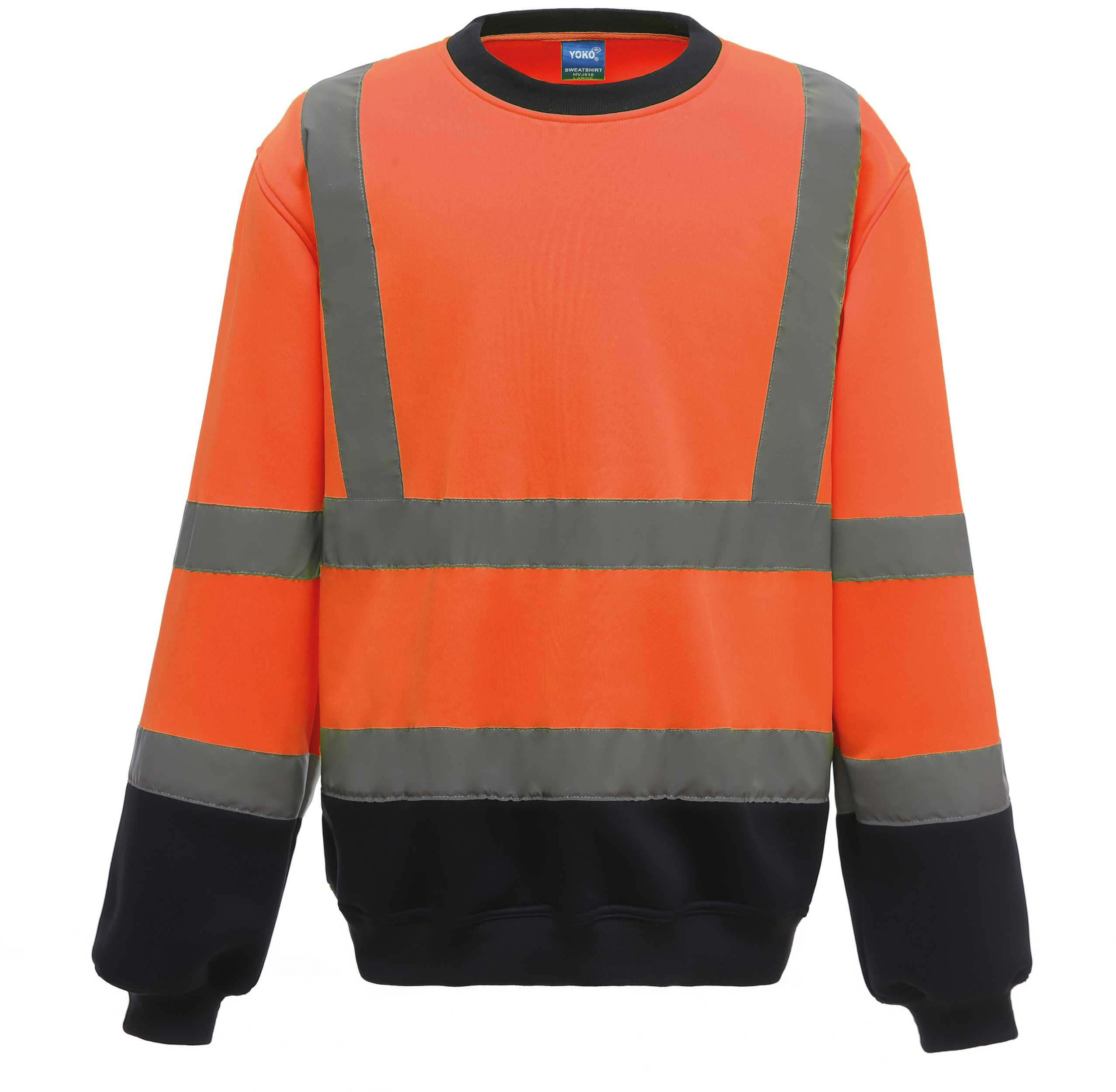 Sudadera alta visibilidad cuello redondo Hi Vis Orange / Navy