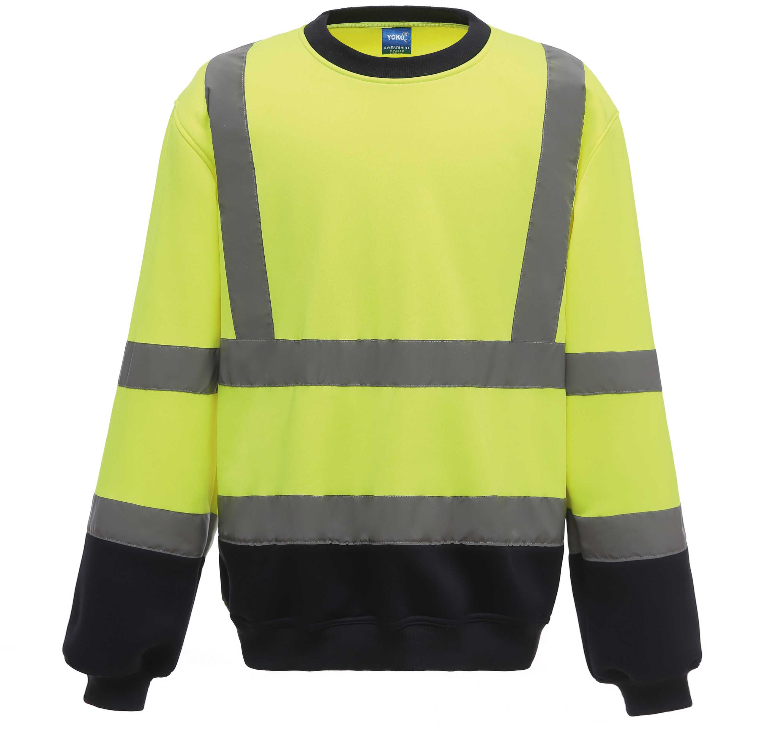 Sudadera alta visibilidad cuello redondo Hi Vis Yellow / Navy