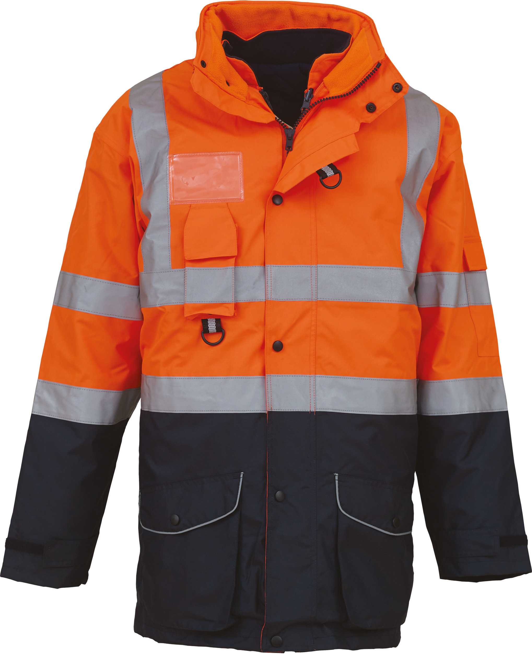 Parka de seguridad alta visibilidad 7 en 1 Hi Vis Orange / Navy