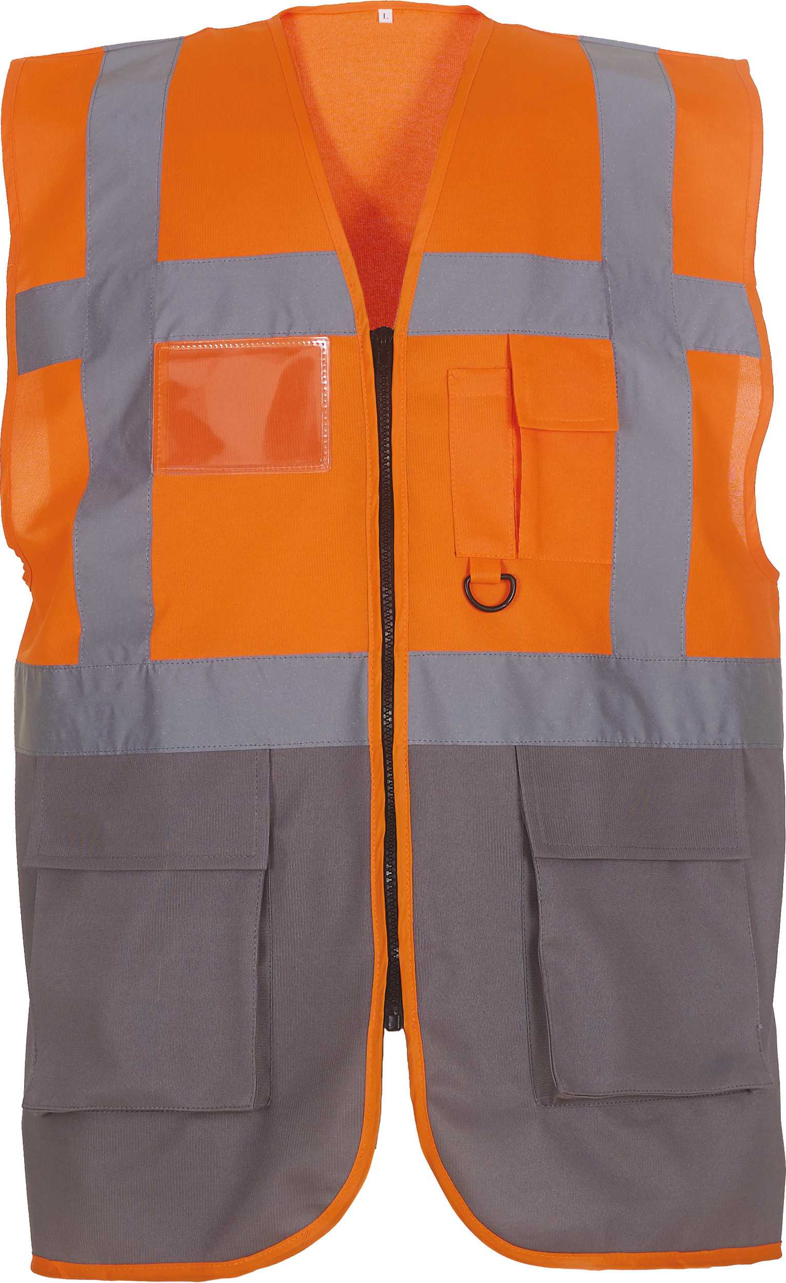 Chaleco multifunción de alta visibilidad Hi Vis Orange / Grey