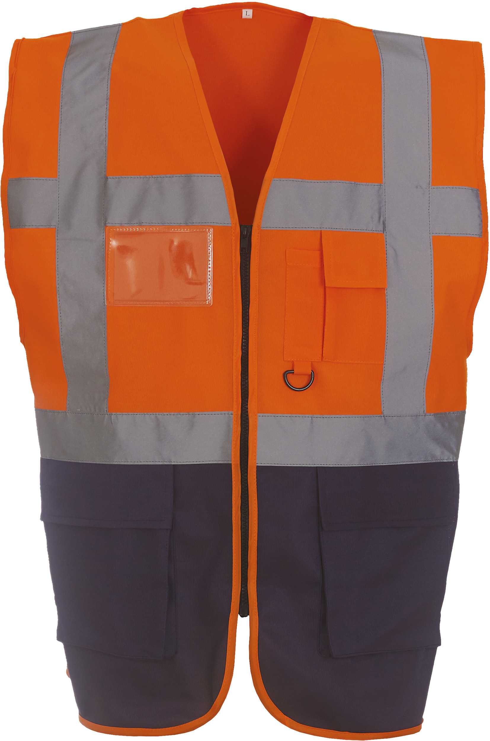 Chaleco multifunción de alta visibilidad Hi Vis Orange / Navy