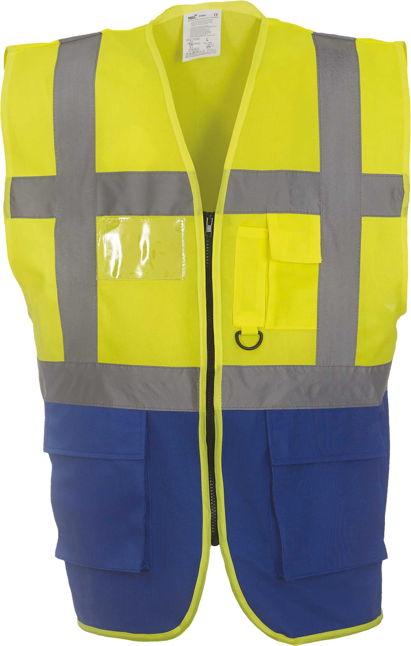 Chaleco multifunción de alta visibilidad Hi Vis Yellow / Royal Blue